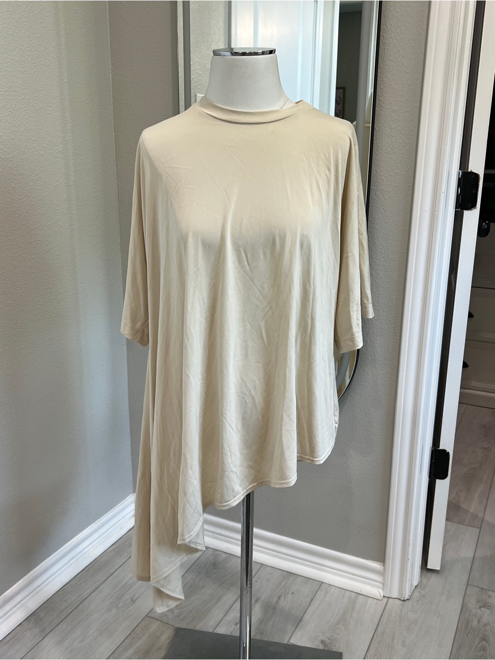 ASOS Cream Draped Asymmetric Short-Sleeve Top